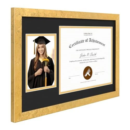 Marco de documentos 11x17 para diploma de 8x10 y cuadro de madera maciza de 4x6 con vidrio real Foto 3 de 4