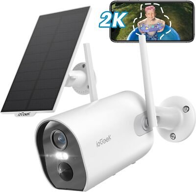 ieGeek Outdoor Solar Security Camera 2K Wireless Home Battery WiFi CCTV System