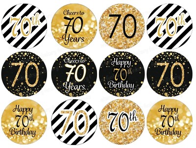 70 Tortenbild Party Deko Geschenk Muffin Cupcake Aufleger Geburtstag gold essbar