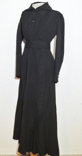 Edwardian / Titanic Era Black Fine Wool Dress Sm - Picture 12 of 12