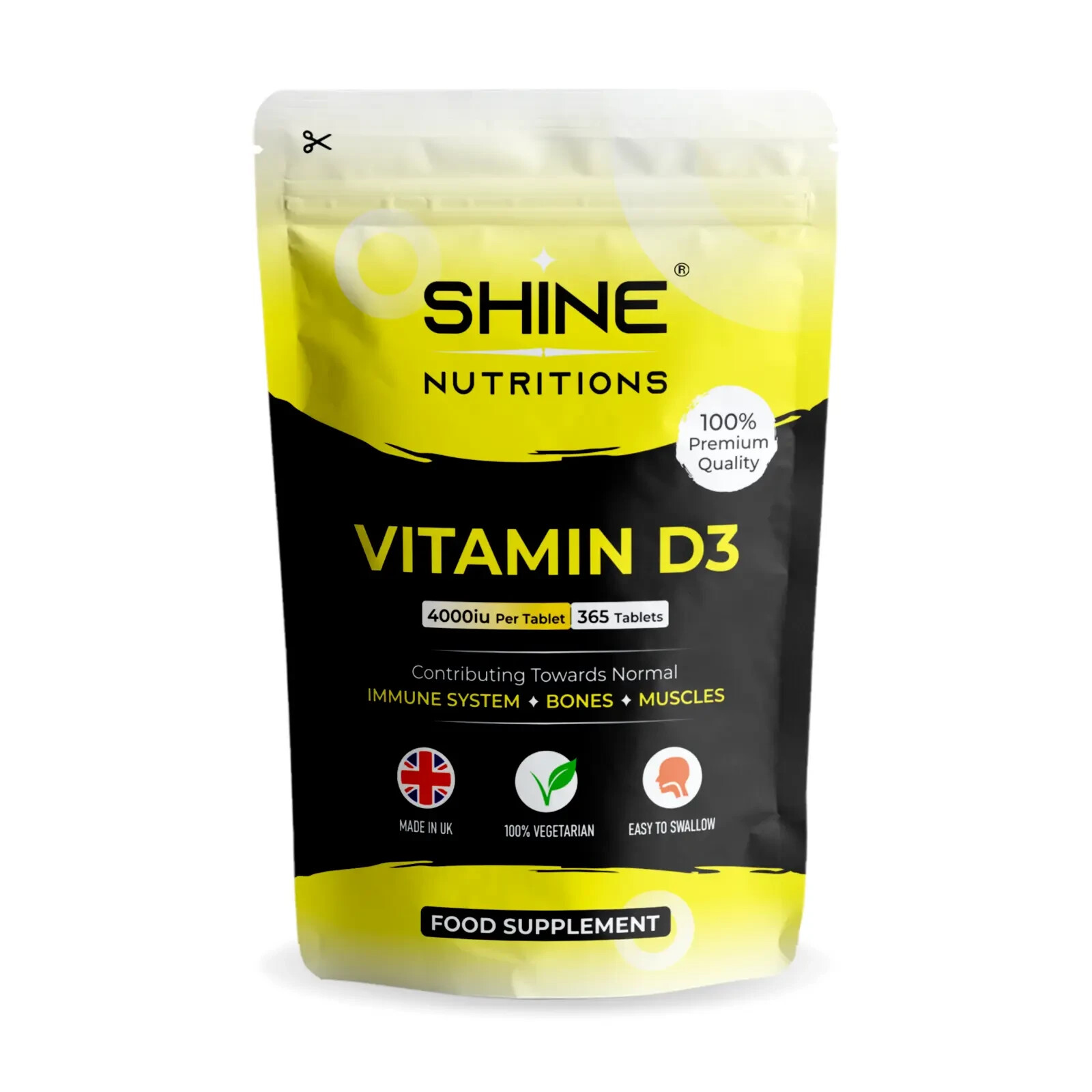 Vitamin D3 4000 iu - 1 Year Supply, 365 Easy-Swallow High Strength