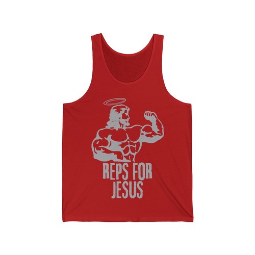 Reps for Jesus Tank Top Sleeveless Military Funny T-shirt Men Workout Gym - Picture 18 of 19