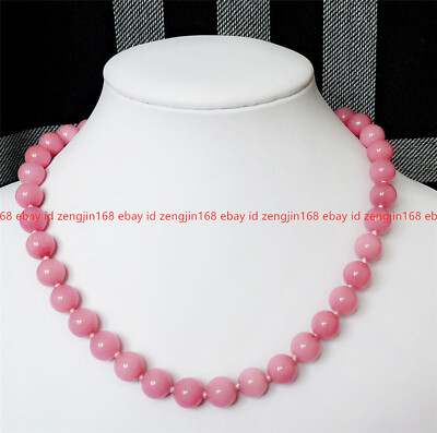 Fashion 10mm Exquisite Pink Rhodochrosite Round Gemstone Jewelry Necklace 18''