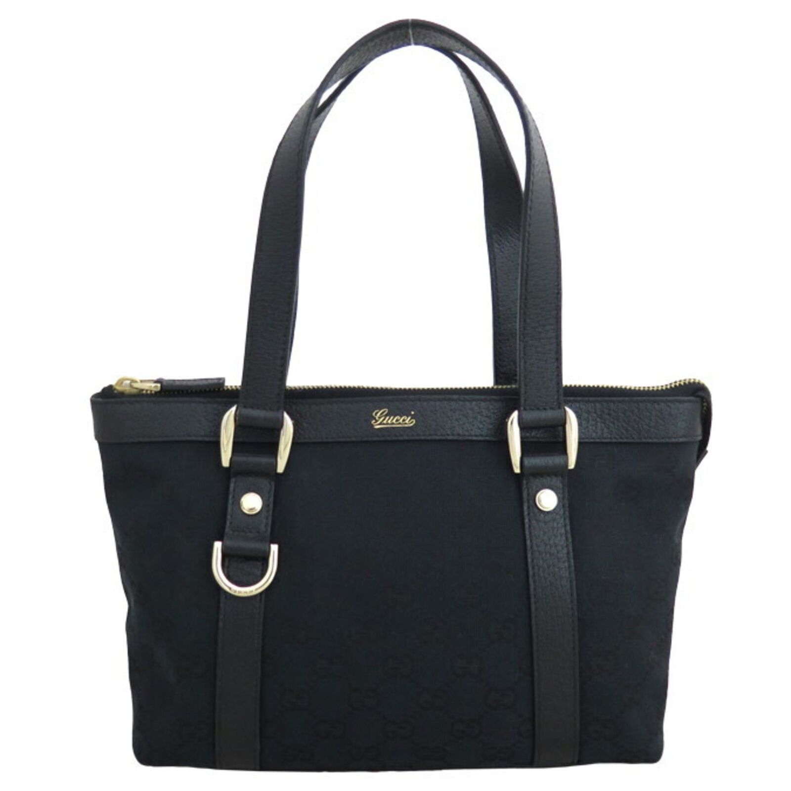 Image of Gucci GUCCI handbag tote bag GG canvas canvas/leather black gold ladies 141471