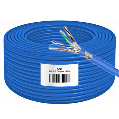 ARLI 50m Cat8 Verlegekabel Cat 8.1 S/FTP LSZH Halogenfrei 40 Gbit/s 2000 MHz