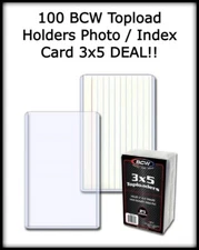 100 BCW High Quality Topload Holders 3x5 For Photo / Index Cards 4 Packs DEAL 