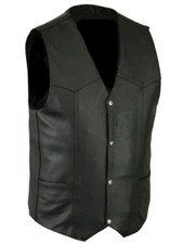 Men's Classic Motorcycle Biker Leather Vest Concealed Carry