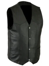 Men's Classic  Motorcycle Biker Leather Vest Concealed Carry