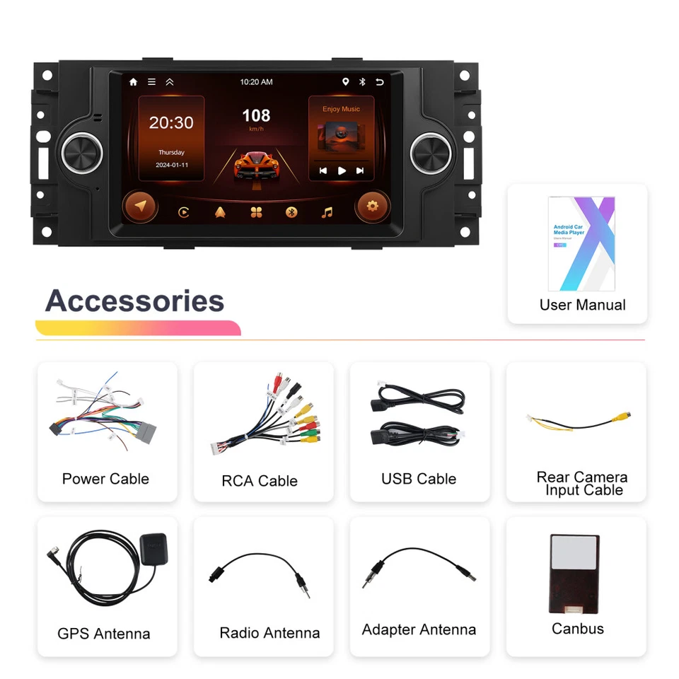 2+64G Android 15 Autoradio Wireless CarPlay GPS Nav für Chrysler 300C Jeep Dodge - Bild 2 von 4