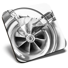 Square Single Coaster bw - Turbo Charger Car Cool Men's  #38178