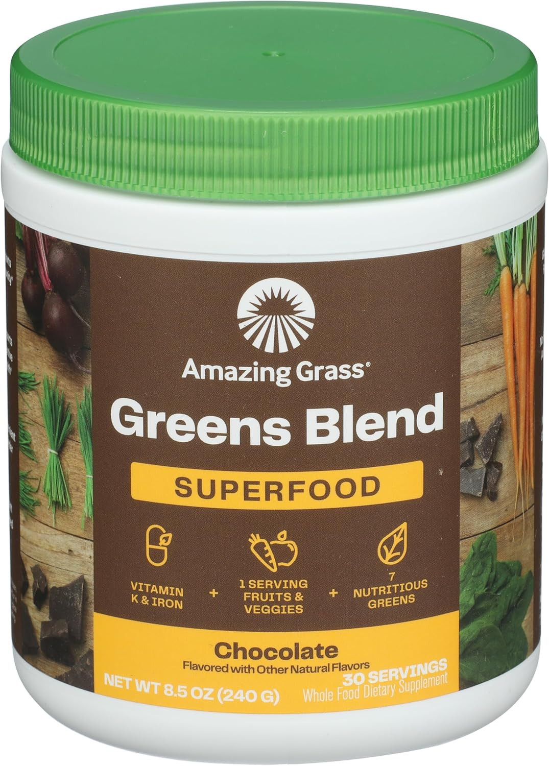Суперпродуктовый порошок AMAZING GRASS Chocolate Green, 8,5 унций