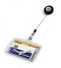 Durable Ausweishülle 8012-19, Hartplastik, A8, mit Jojo und Clip - 10 Stück