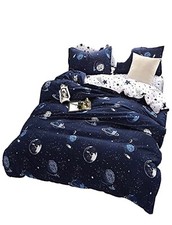Duvet cover Set, Space BeddingNavy,1 Quilt Coverlet 2 Pillow Cases, Queen Size