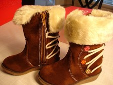 CARTER'S Brown Suede Side Zipper Boots Toddler Girls Sz 6 Medium M NIB