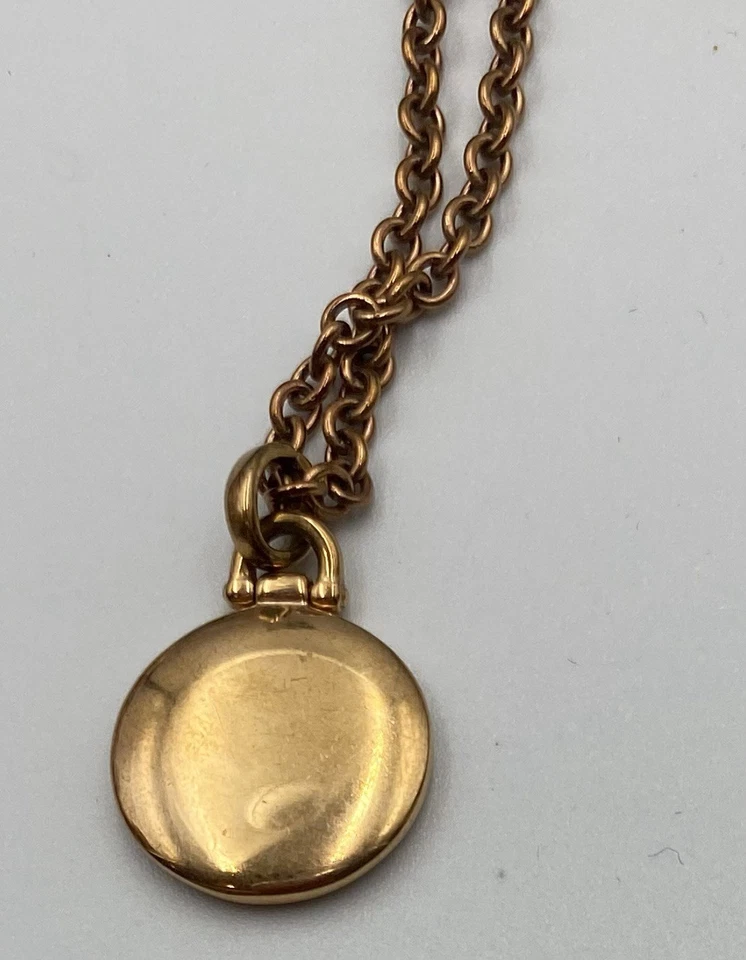 Fossil White Mother-of-Pearl Necklace Copper Tone Chain Minimalist - Image 4 of 4