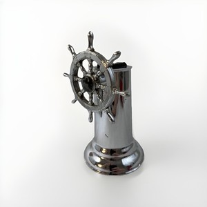 Vintage Hamilton Ships Wheel Table Lighter Chrome Helm 1940s USA Nautical