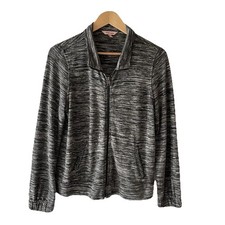 Juicy Couture Jacket Marled Gray Womens Medium M Full Zip Bling Pockets Y2K