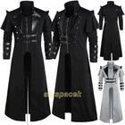 Mens Medieval Steampunk Frock Coat Retro Long Trench Cape Cloak Costume Jackets