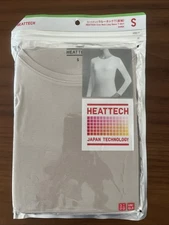 NEW Uniqlo HEATTECH Crew Neck Long Sleeve T-shirt Top Gray S/SM