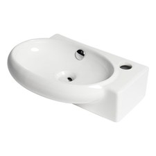 ABC117 Biały 17" Mała umywalka ceramiczna naścienna z otworem na kran