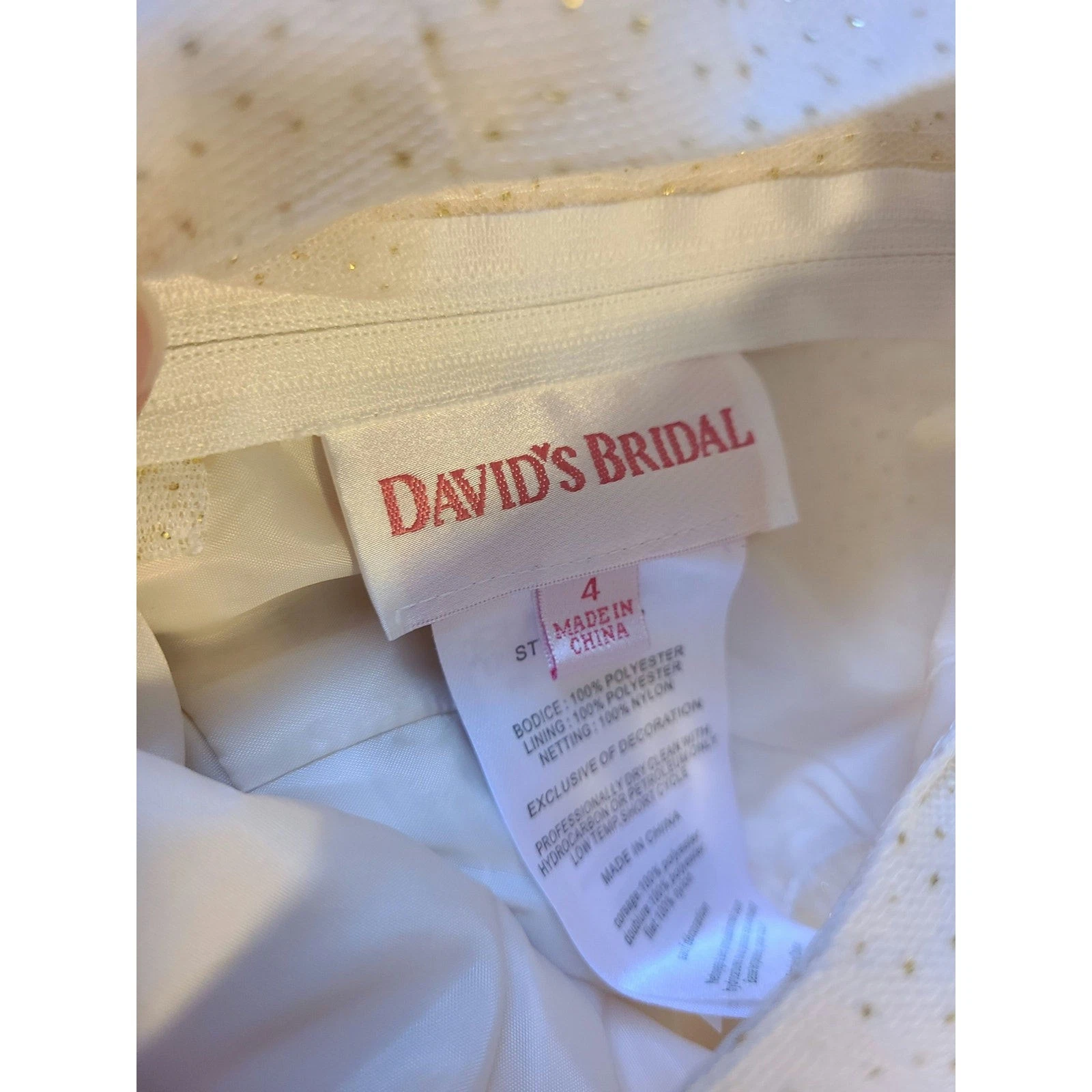 OFF WHITE Abito David's Bridal off white occasione speciale matrimonio ragazza fiori taglia 4