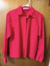 Forsyth Men's Red Long Sleeve Dress Shirt Point Collar Button Front Solid
