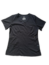 Adar Pro Black V-Neck Short Sleeve Scrub Top Size S Pockets