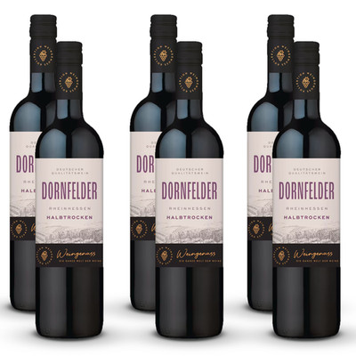 Wein-Genuss Dornfelder QbA, halbtrocken, sortenreines Weinpaket (6x0,75l)