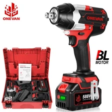 1800Nm Cordless Impact Wrench 1/2'' Electric Battery Impact Driver Gun 2xBattery