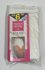 VTG 1993 Hanes Her Way Nylon White Briefs Silky Panty Underwear 6 Pair Size 6