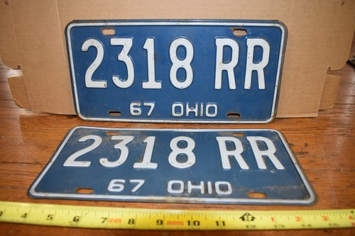 OHIO LICENSE PLATE MATCHED SET 1967 USED Hot Rod Garage ManCave Decor