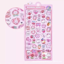 300Pcs Kawaii Cartoon 3D Relief Sticker Cute Crystal Jelly Patch for Mobile Phon
