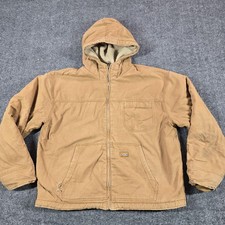 Dickies Jacket Mens 2XL Brown Canvas Sherpa Lined Hooded Parka Workwear Winter