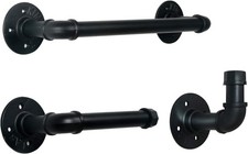 3-Pieces Industrial Pipe Towel Holder Set, Rustic Steel Towel Rack Kit, Farmh...