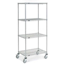 Nexel Chrome Wire Shelf Truck 36x24x80 1200 Pound Capacity