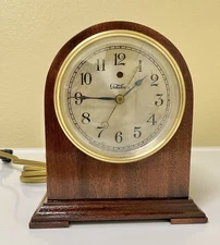 Vintage Telechron Electric Mantel Clock~Refinished Mahogany Wood~Working  