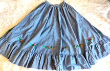 Vintage Ralph Lauren Y2k Sz 8 Boho Cottagecore Denim Prairie Floral Hem Skirt