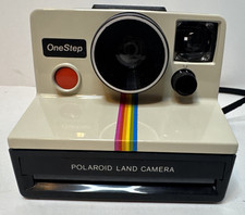 Polaroid One Step Sears Special Instant Land Camera SX-70 Rainbow Stripe White