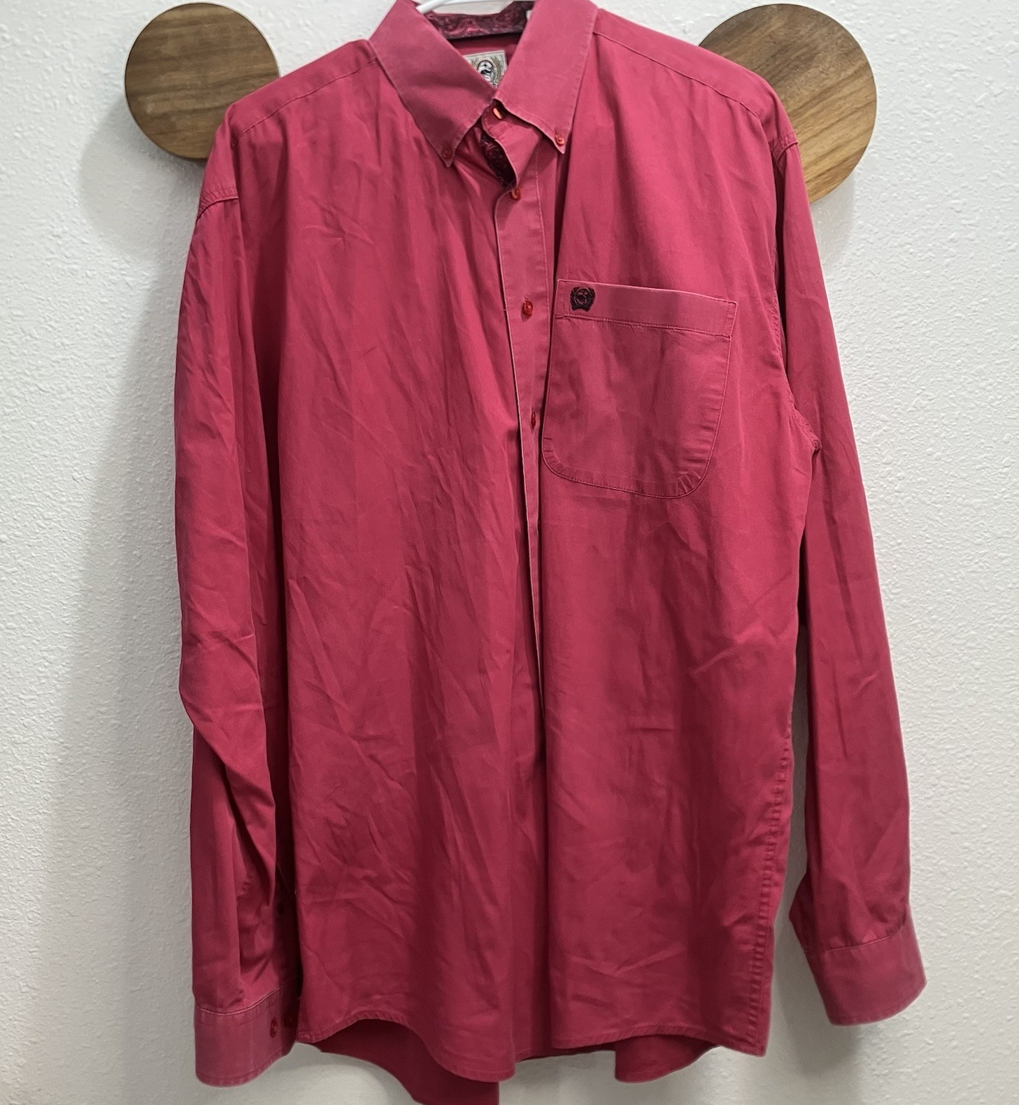 Cinch Men's Solid Maroon Wine Button-Down Shirt S… - image 1