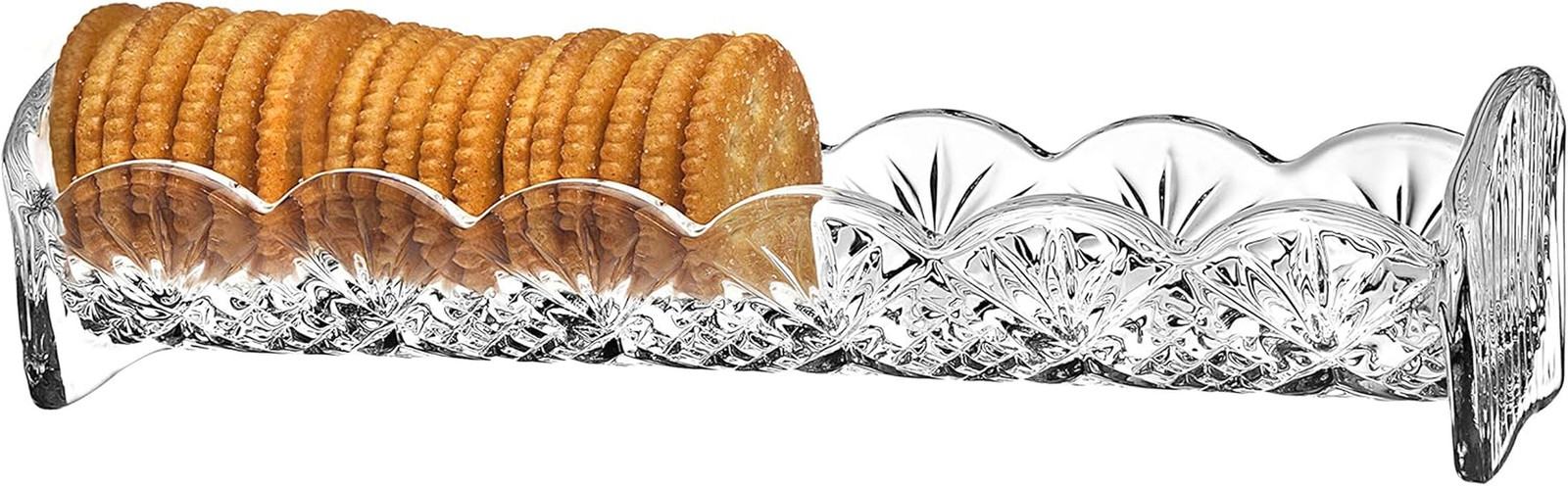 Godinger Dublin Cracker Tray, Snack Dish, Crystal Serving Tr