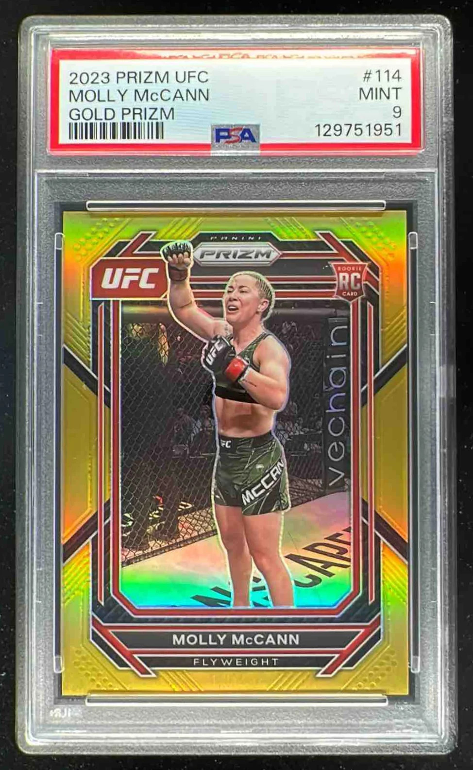 2023 Panini Prizm UFC Gold Prizms #114 Molly McCann RC /10 PSA 9