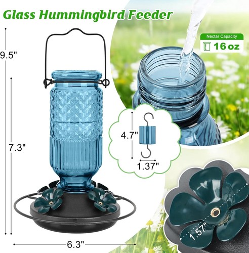 Stilvolles Kolibri-Futterhaus mit integriertem Ameisengraben - 16 Oz Outdoor Delight - Bild 4 von 8