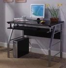 Home & Office Metal and Glass Workstation Computer Desk with Keyboard Tray