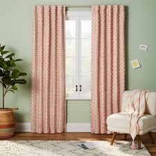 42"W x 84"L Clipped Dotted Kids' Blackout Window Curtain Panel Pink -