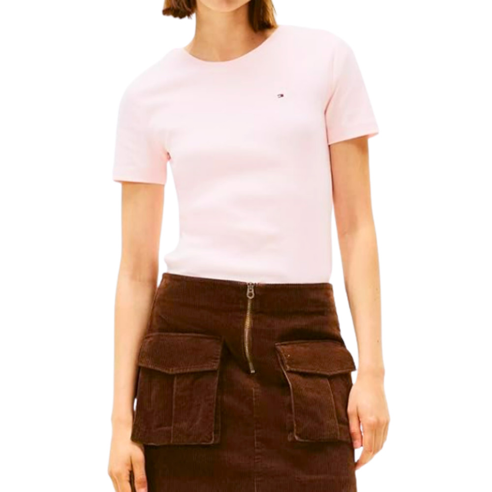 Tommy Hilfiger Women's Basic Essential Cotton T-Shirt Icy Pink L - NEW image 2