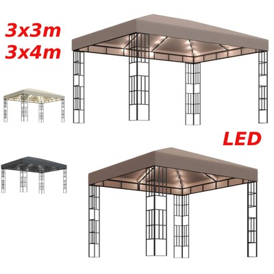LED Pavillon 3x3m 3x4m Gartenpavillon Gartenzelt Partyzelt Festzelt Zelt Gazebo