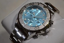NEW 47mm INVICTA PRO DIVER SILVER AND TURQUOISE CHRONOGRAPH 49213 WATCH