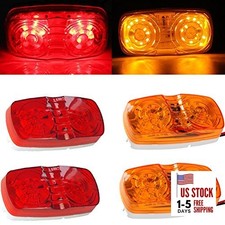 4 Pcs Amber & Red 10 LED Trailer Side Marker Light, 2*Amber+2*Red