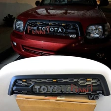 For 2005 2006 2007 Sequoia Upgrade Front Grille Mesh Grill W/Letters Matte Black