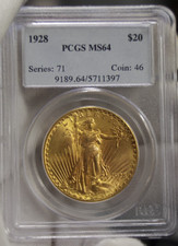 1928 US $20 Saint Gaudens Gold Piece Double Eagle MS64 PCGS